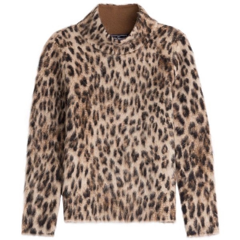 Salvatore Ferragamo Brown, Black & Cream Leopard Knit Sweater